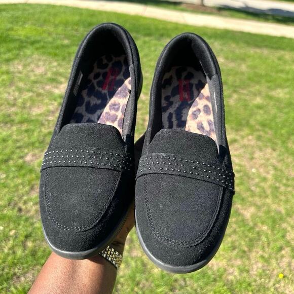 Skechers Women’s Leather Stud Embellished Loafers Size 9 Black - Picture 15 of 17